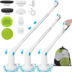 Electric Spin Scrubber Cordless, Power Electric Scrubber for Cleaning Bathroom with Long Handle, Electric Shower Scrubber, Adjustable Cleaning Brush with 8 Brush Heads for Tub Tile Floor Car