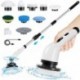 Electric Spin Scrubber Cordless, Electric Scrubber for Cleaning Bathroom with Long Handle, Electric Shower Scrubber, Power Cleaning Brush with 9 Brush Heads for Bathtub Tile Floor Car